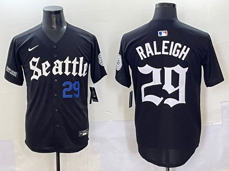 Men 2025 Seattle Mariners #29 Raleigh Black Five generations Joint Name Nike MLB Jersey style 6235->seattle mariners->MLB Jersey